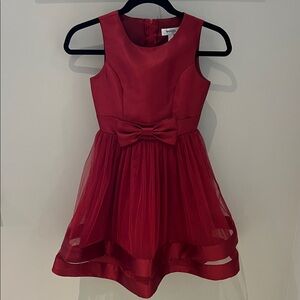 Girls deep red sleeveless tulle skirt formal dress size 8